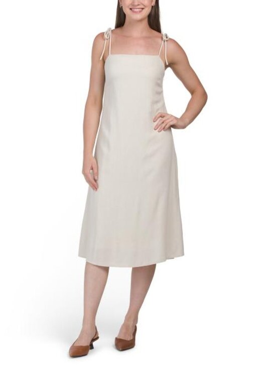 Wayf Dresses & Skirts - WAYF Linen Blend Tie Strap Midi Dress